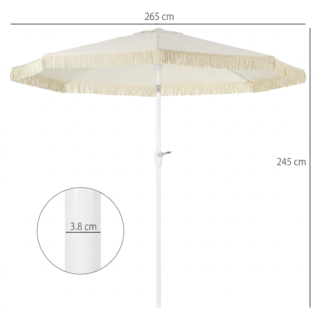 Parasol inclinable 2,65 m bois