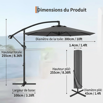 Parasol Déporté 300 cm Rotatifter
