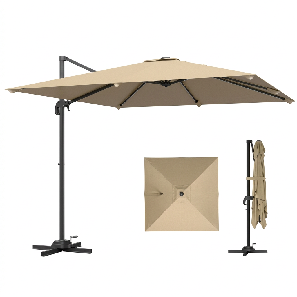 Parasol déporté carré 3x3 m
