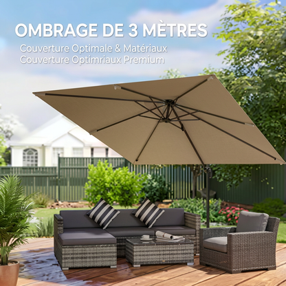 Parasol déporté carré 3x3 mtert