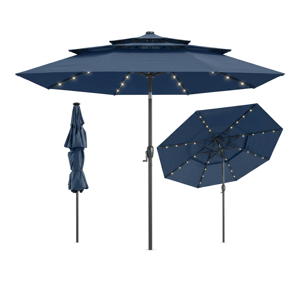 Parasol solaire 3 niveaux bleu