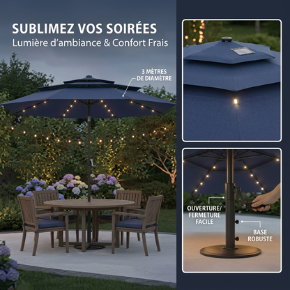 Parasol solaire 3 niveaux bleubis